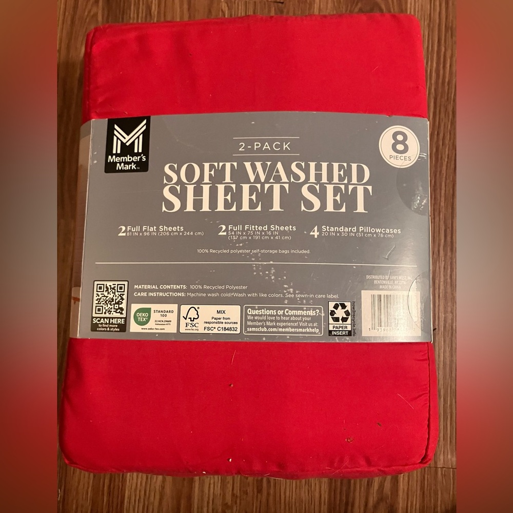 NEW 2 Pack Member’s Mark Soft Washed Sheet Set 2 pack